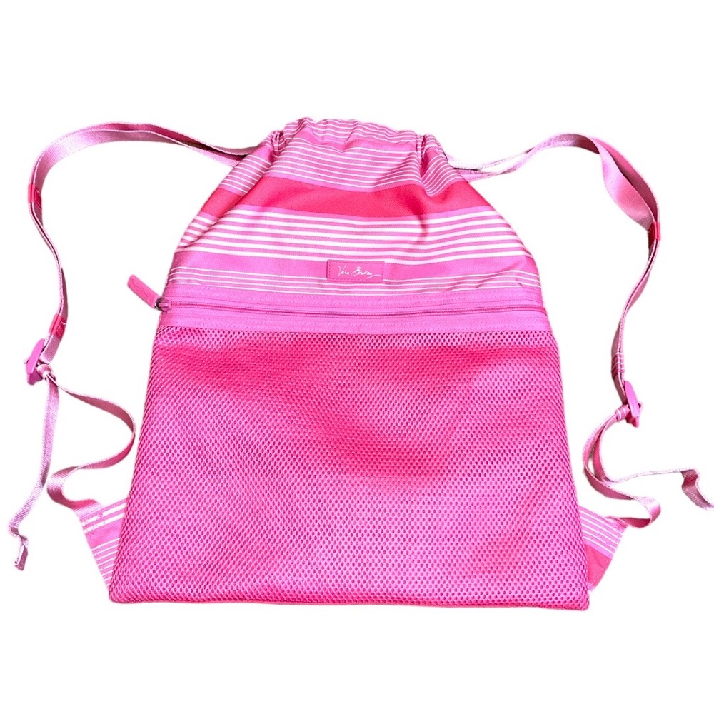Vera Bradley drawstring backpack in pink stripes NWOT